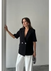 Siyah Kısa Kollu Blazer Ceket
