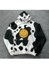 Smiley Face Kapüşonlu Sweatshirt - Siyah