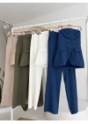 Straplez Büstiyerli Plazzo Pantolonlu Çizgili Takım 10151