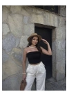 bysoca Kadın Siyah Straplez Kaşkorse Fitilli Sırtı Açık Basic Crop Top Büstiyer Bluz