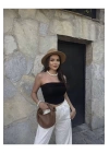 bysoca Kadın Siyah Straplez Kaşkorse Fitilli Sırtı Açık Basic Crop Top Büstiyer Bluz