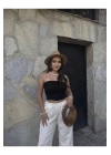 bysoca Kadın Siyah Straplez Kaşkorse Fitilli Sırtı Açık Basic Crop Top Büstiyer Bluz