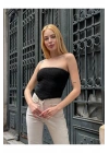 Straplez Desenli Triko Büstiyer Top - Yazlık Kadın Crop
