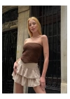 Straplez Desenli Triko Büstiyer Top - Yazlık Kadın Crop
