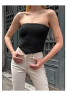 Straplez Desenli Triko Büstiyer Top - Yazlık Kadın Crop