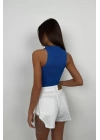 Taş Detay Dekolteli Crop Bluz