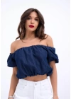 Taş Detaylı Gömlek Şort Denim Takım 10175
