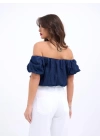 Taş Detaylı Gömlek Şort Denim Takım 10175