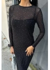 Taş İşlemeli Premium Tül Elbise 2829