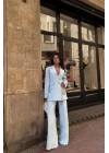 TASARIM ETİKET DETAYLI CEKET - PANTOLON TAKIM - Bebe Mavi