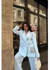 TASARIM ETİKET DETAYLI CEKET - PANTOLON TAKIM - Bebe Mavi