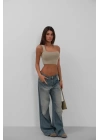 Tek Omuz Crop Bluz