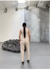 Ti̇na Asi̇metri̇k Keten Yelek Pantolon Takim