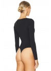 bysoca Kadın Siyah Uzun Kollu U Yaka İpek Jarse Vücudu Saran Basic Bodysuit