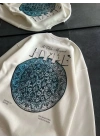 Üç İplik Bisiklet Yaka Baskılı SweatShirt - Beyaz