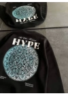 Üç İplik Bisiklet Yaka Baskılı SweatShirt - Siyah