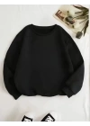 Üç İplik Biskilet Yaka Basic SweatShirt - Siyah