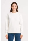 Üç İplik Düz Bisiklet Yaka SweatShirt - Beyaz