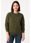 Üç İplik Düz Bisiklet Yaka SweatShirt - Haki