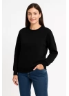 Üç İplik Düz Bisiklet Yaka SweatShirt  - Siyah