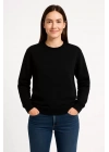 Üç İplik Düz Bisiklet Yaka SweatShirt  - Siyah