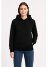 Üç İplik Kapüşonlu Kanguru Çepli SweatShirt Hoodie - Siyah