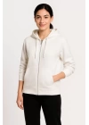 Üç İplik Kapüşonlu Tam Fermuarlı Kanguru Çepli SweatShirt Hoodie - Beyaz
