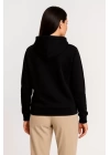 Üç İplik Kapüşonlu Tam Fermuarlı Kanguru Çepli SweatShirt Hoodie - Siyah