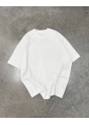 Unisex Basic Bisiklet Yaka Oversize T-Shirt - Beyaz