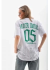 Unisex Baskılı Oversize T-Shirt - Beyaz