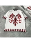Unisex Bisiklet Yaka Baskılı Oversize T-Shirt - Beyaz