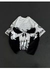 Unisex Bisiklet Yaka Baskılı Oversize T-Shirt - Beyaz