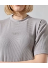 Unisex Bisiklet Yaka Baskılı Slim Fit T-Shirt - Boyalı Gri