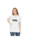 Unisex Bisiklet Yaka Baskılı T-Shirt - Beyaz