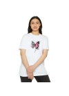 Unisex Bisiklet Yaka Baskılı T-Shirt - Beyaz