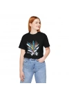 Unisex Bisiklet Yaka Baskılı T-Shirt - Siyah