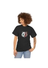 Unisex Bisiklet Yaka Baskılı T-Shirt - Siyah
