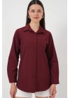 Uzun Kol Basic Gömlek 20279 - Bordo