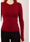 Uzun Kollu Basic Bordo Bluz