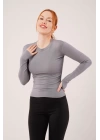 Uzun Kollu Basic Gri Bluz