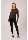 Uzun Kollu Basic Kahverengi Bluz