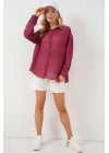 Uzun Oversize Gömlek 20320 - Bordo