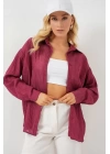Uzun Oversize Gömlek 20320 - Bordo