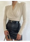 Vatkalı Kruvaze Model Sandy Bluz-Bej
