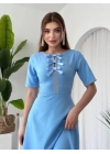 Wera Taşlı Fiyonk Detaylı Elbise