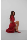 Yırtmaçlı Etek Ve Crop Bluz Takım