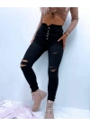 Yüksek Bel Düğme Ve Yırtık Detaylı Kot Pantolon Jean 92cm