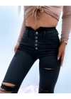 Yüksek Bel Düğme Ve Yırtık Detaylı Kot Pantolon Jean 92cm