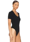bysoca Kadın Siyah Yuvarlak Yaka Kısa Kol Likralı Pamuklu Vücudu Saran Basic Bodysuit