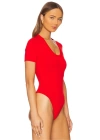 bysoca Kadın Kırmızı Yuvarlak Yaka Kısa Kol Likralı Pamuklu Vücudu Saran Basic Bodysuit